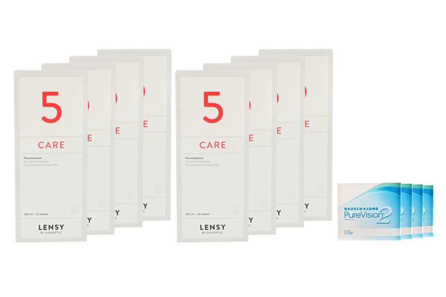 Pure Vision 2 HD 4 x 6 Monatslinsen + Lensy Care 5 Jahres-Sparpaket