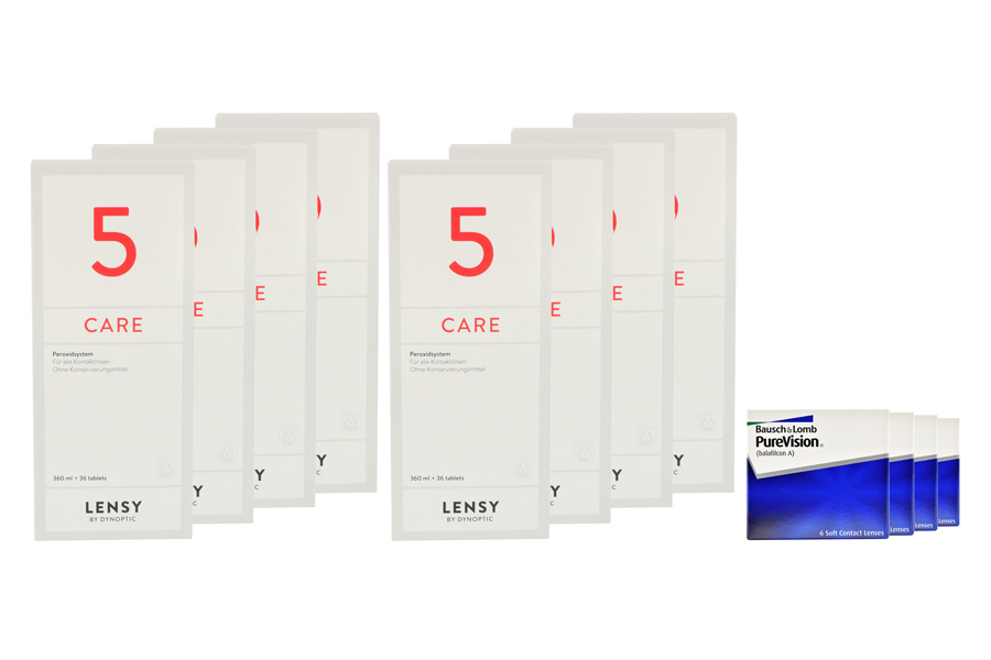 Pure Vision 4 x 6 Monatslinsen + Lensy Care 5 Jahres-Sparpaket
