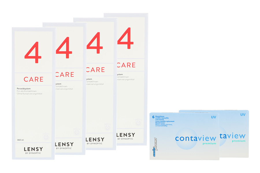 Contaview premium UV 2 x 6 Monatslinsen + Lensy Care 4 Halbjahres-Sparpaket