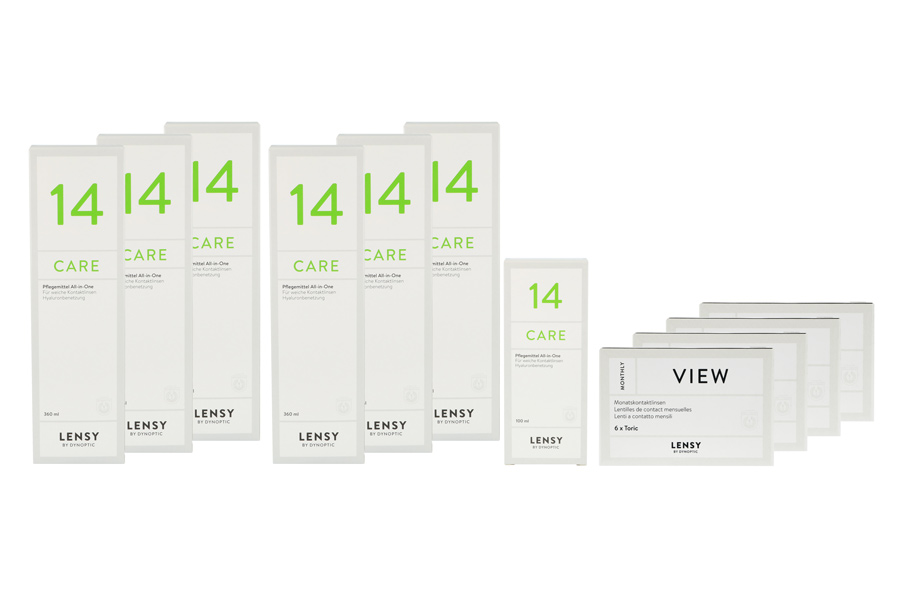 Lensy Monthly View Toric 4 x 6 Monatslinsen + Lensy Care 14 Jahres-Sparpaket