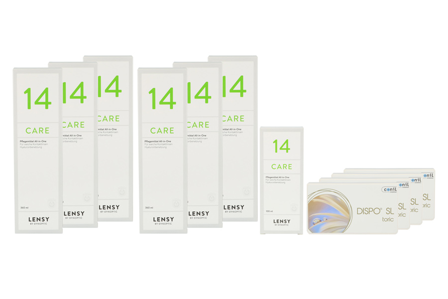 Dispo SL Toric 4 x 6 Monatslinsen + Lensy Care 14 Jahres-Sparpaket