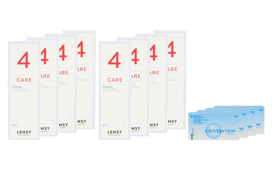 Contaview aspheric UV 4 x 6 Monatslinsen + Lensy Care 4 Jahres-Sparpaket