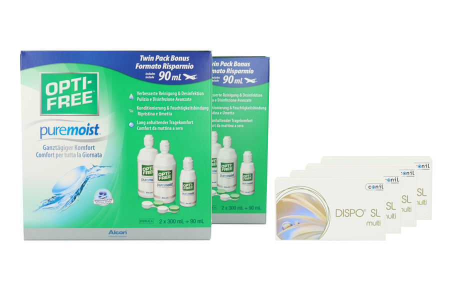 Dispo SL Multi 4 x 6 Monatslinsen + Opti Free Pure Moist Jahres-Sparpaket