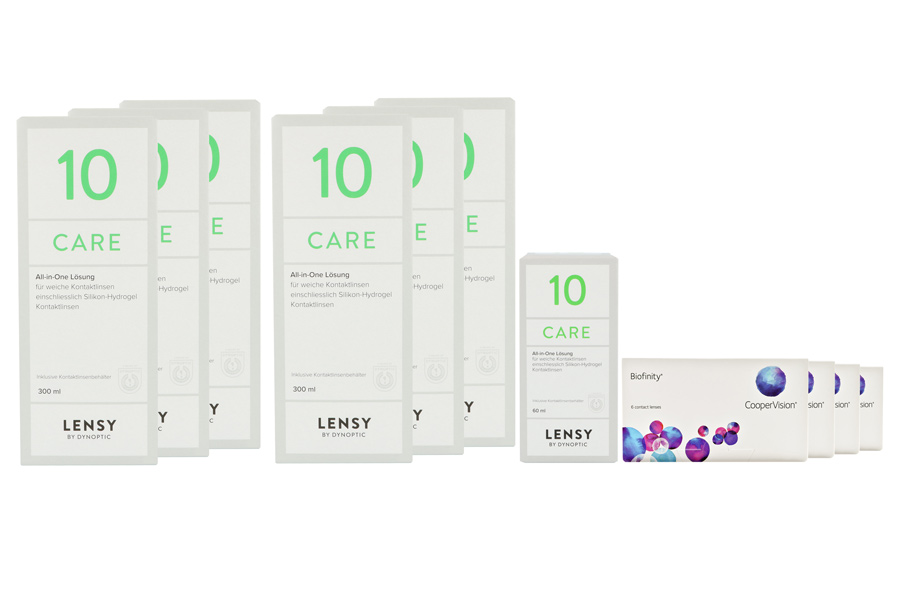 Biofinity 4 x 6 Monatslinsen + Lensy Care 10 Jahres-Sparpaket