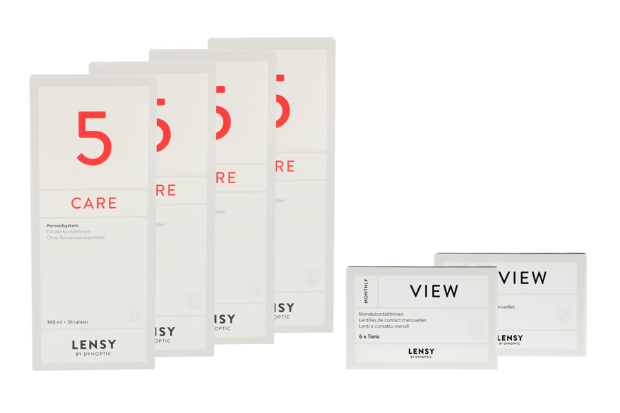 Lensy Monthly View Toric 2 x 6 Monatslinsen + Lensy Care 5 Halbjahres-Sparpaket