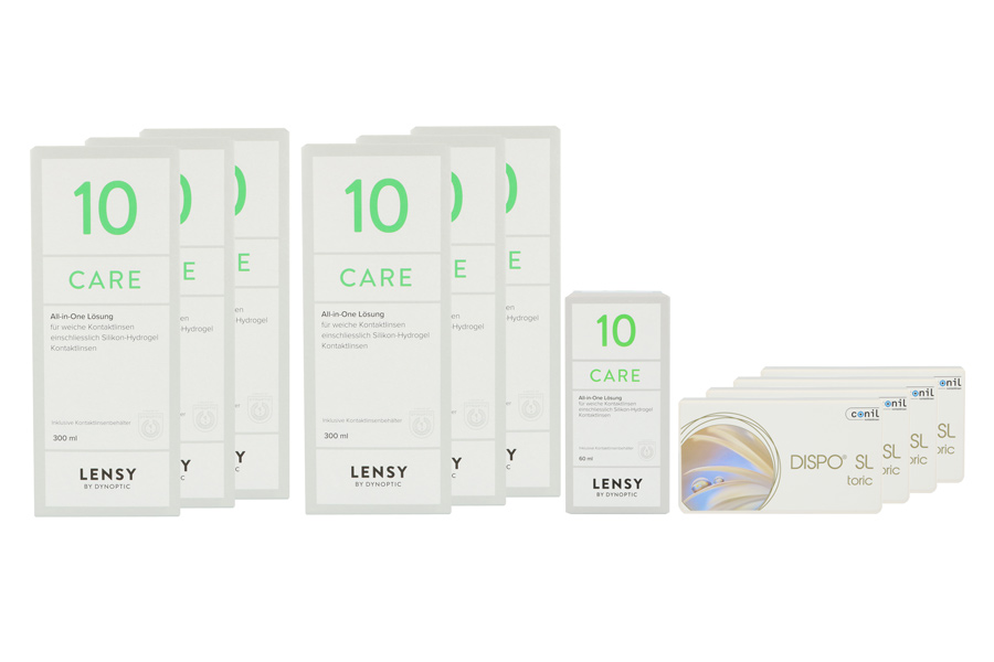 Dispo SL Toric 4 x 6 Monatslinsen + Lensy Care 10 Jahres-Sparpaket