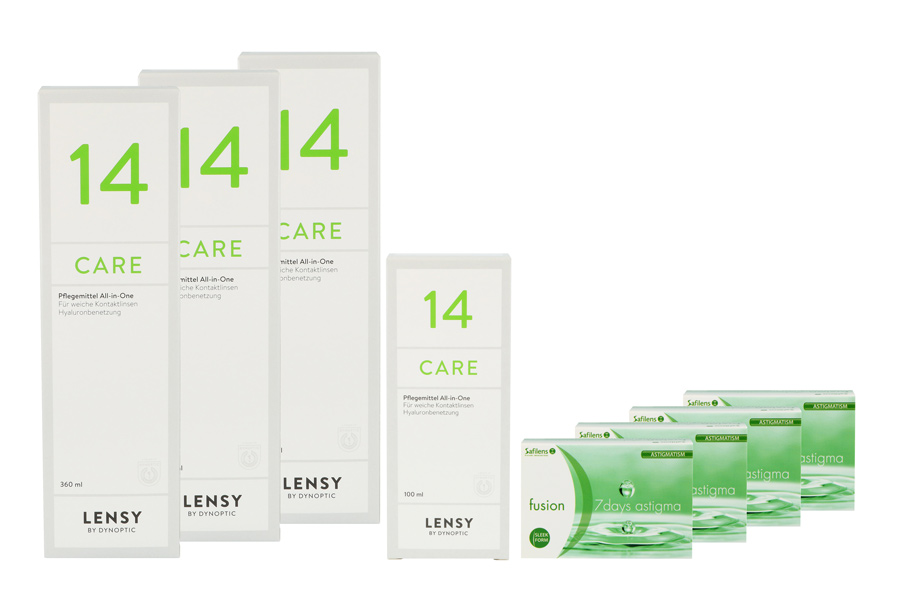 Fusion 7 Days Astigma 4 x 12 Wochenlinsen + Lensy Care 14 Halbjahres-Sparpaket
