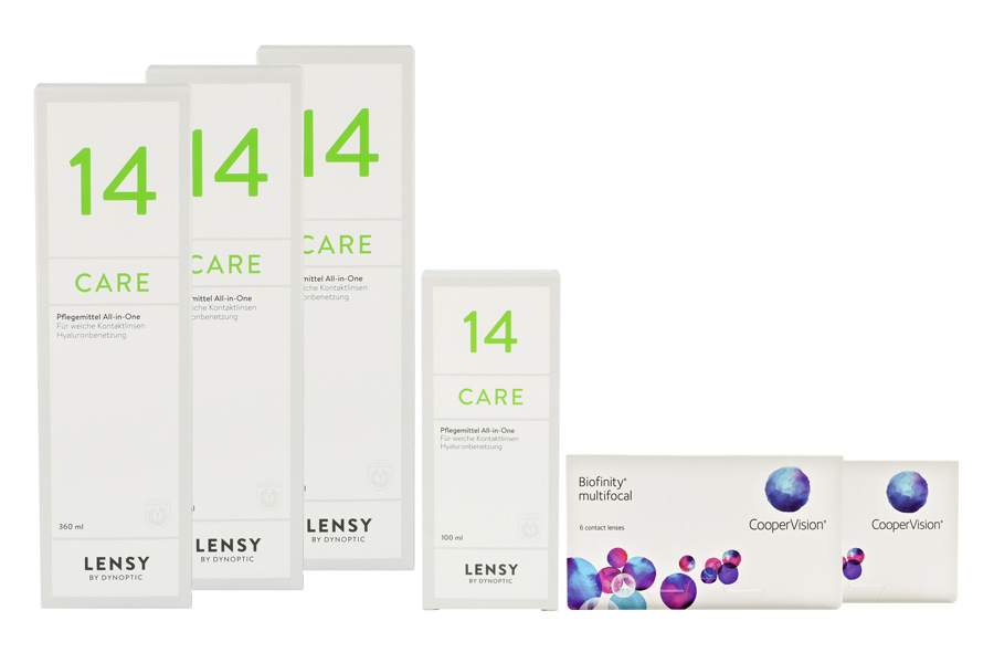 Biofinity multifocal 2 x 6 Monatslinsen + Lensy Care 14 Halbjahres-Sparpaket