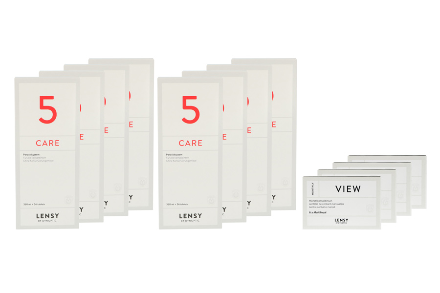 Lensy Monthly View Multifocal 4 x 6 Monatslinsen + Lensy Care 5 Jahres-Sparpaket