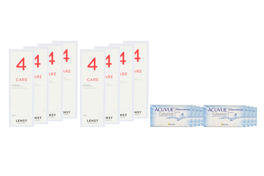Acuvue Oasys 8 x 6 Zwei-Wochenlinsen + Lensy Care 4 Jahres-Sparpaket