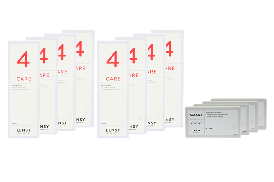Lensy Monthly Smart Toric 4 x 6 Monatslinsen + Lensy Care 4 Jahres-Sparpaket