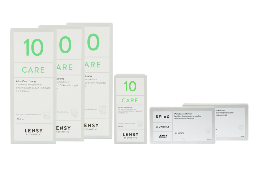 Lensy Monthly Relax Spheric 2 x 6 Monatslinsen + Lensy Care 10 Halbjahres-Sparpaket