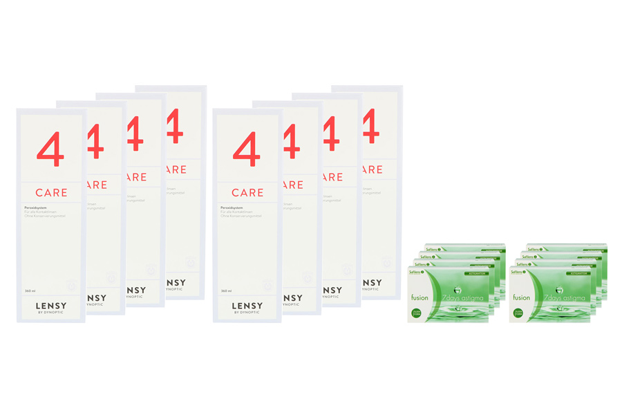Fusion 7 Days Astigma 8 x 12 Wochenlinsen + Lensy Care 4 Jahres-Sparpaket