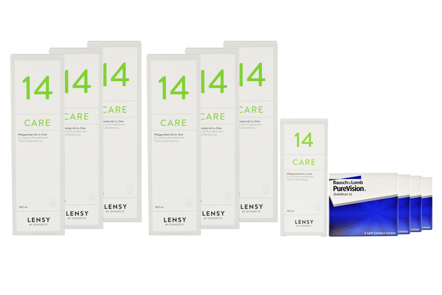 Pure Vision 4 x 6 Monatslinsen + Lensy Care 14 Jahres-Sparpaket