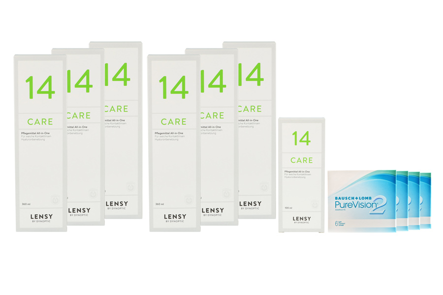 Pure Vision 2 HD 4 x 6 Monatslinsen + Lensy Care 14 Jahres-Sparpaket