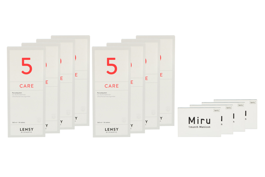 Miru 1 Month Toric 4 x 6 Monatslinsen + Lensy Care 5 Jahres-Sparpaket