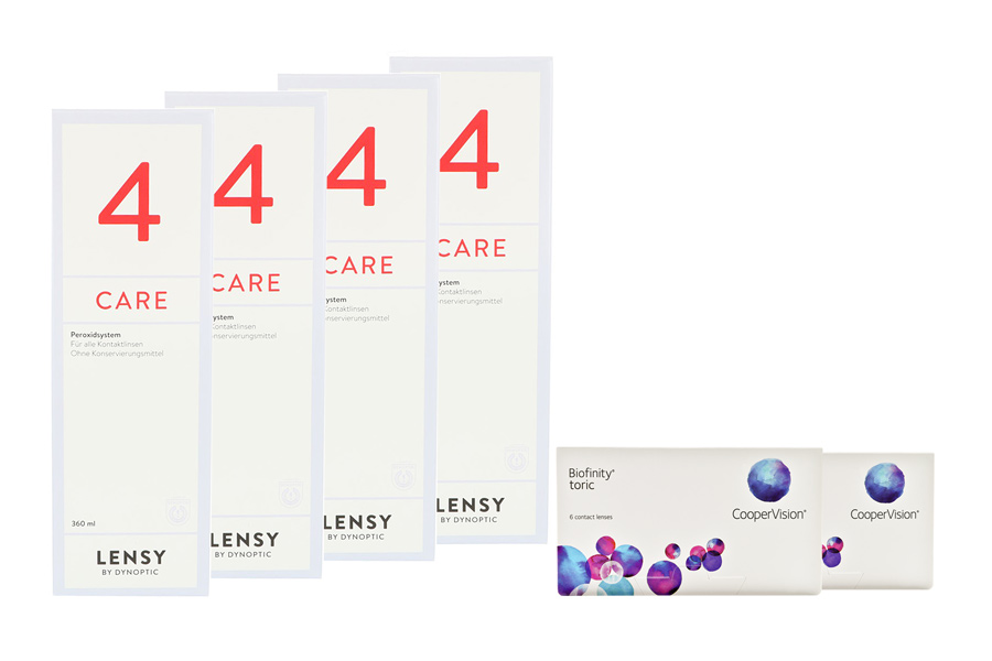Biofinity toric 2 x 6 Monatslinsen + Lensy Care 4 Halbjahres-Sparpaket