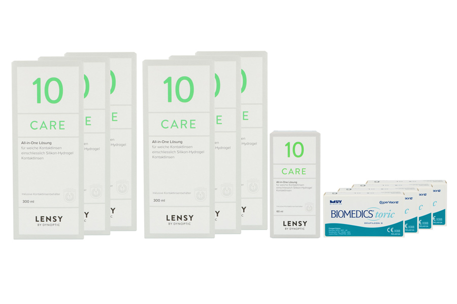 Biomedics Toric 4 x 6 Monatslinsen + Lensy Care 10 Jahres-Sparpaket