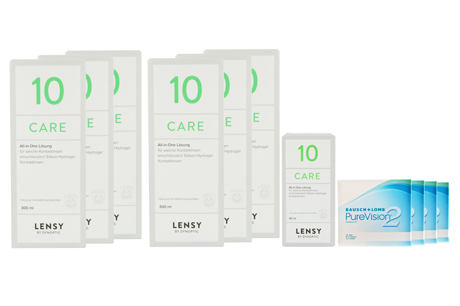 Pure Vision 2 HD 4 x 6 Monatslinsen + Lensy Care 10 Jahres-Sparpaket