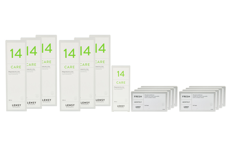 Lensy Monthly Fresh Toric 8 x 3 Monatslinsen + Lensy Care 14 Jahres-Sparpaket