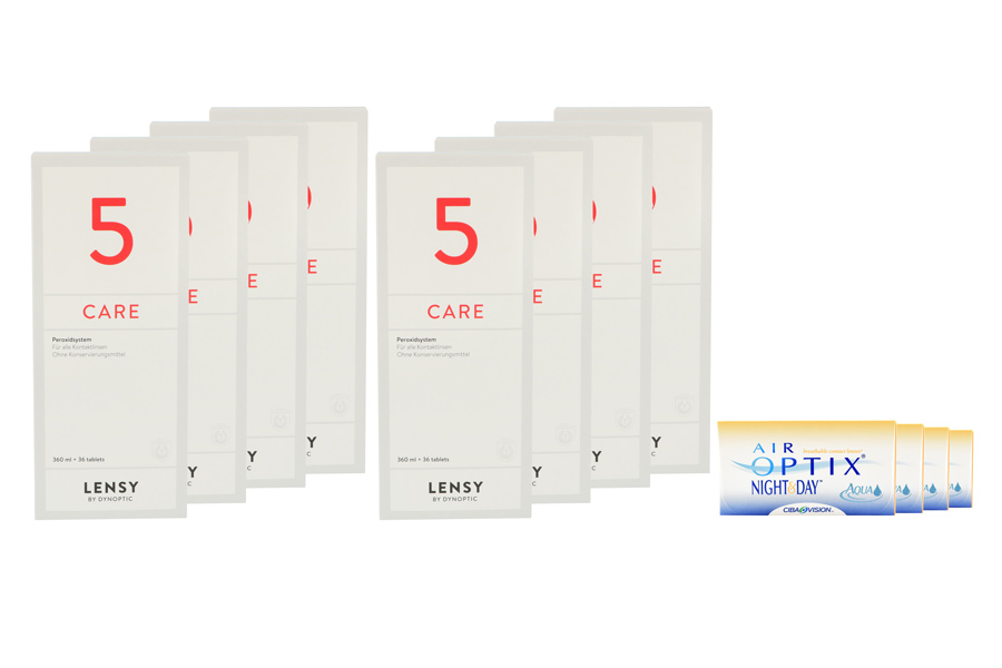 Air Optix Night & Day Aqua 4 x 6 Monatslinsen + Lensy Care 5 Jahres-Sparpaket