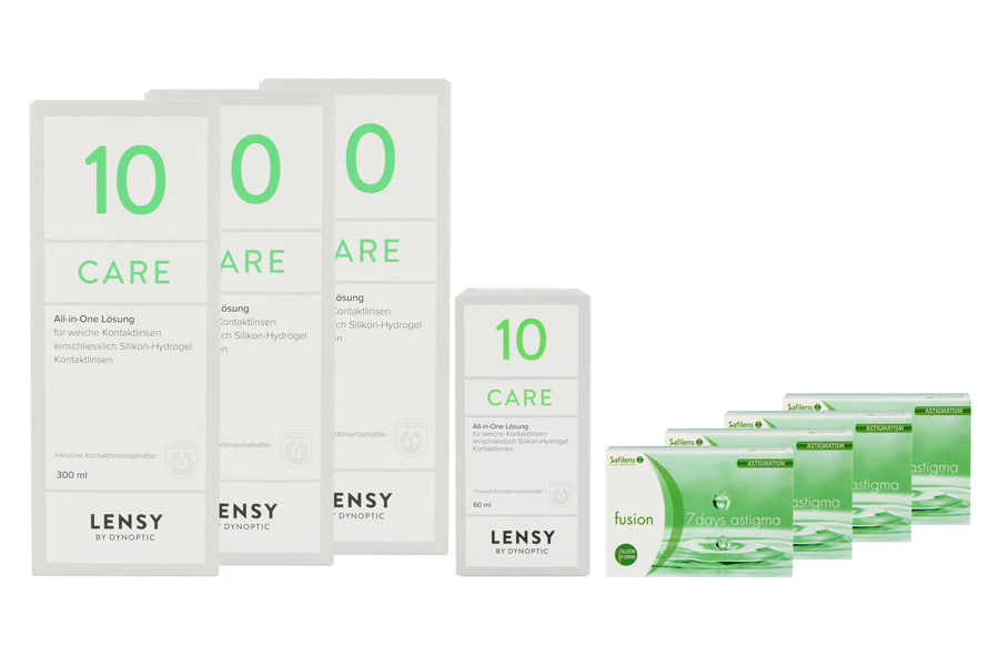 Fusion 7 Days Astigma 4 x 12 Wochenlinsen + Lensy Care 10 Halbjahres-Sparpaket
