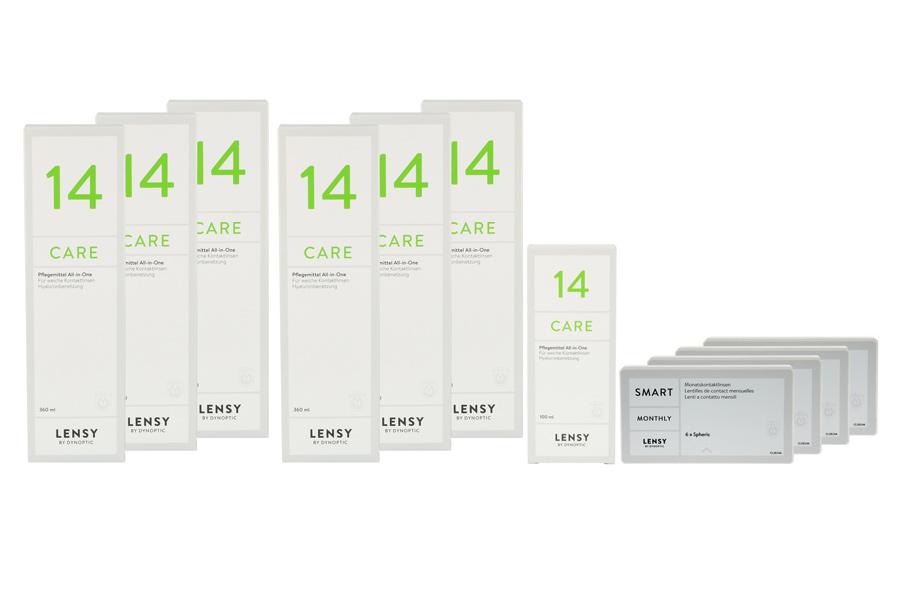 Lensy Monthly Smart Spheric 4 x 6 Monatslinsen + Lensy Care 14 Jahres-Sparpaket