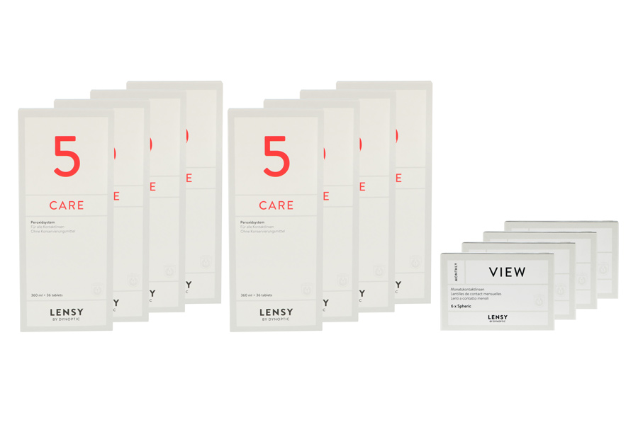 Lensy Monthly View Spheric 4 x 6 Monatslinsen + Lensy Care 5 Jahres-Sparpaket