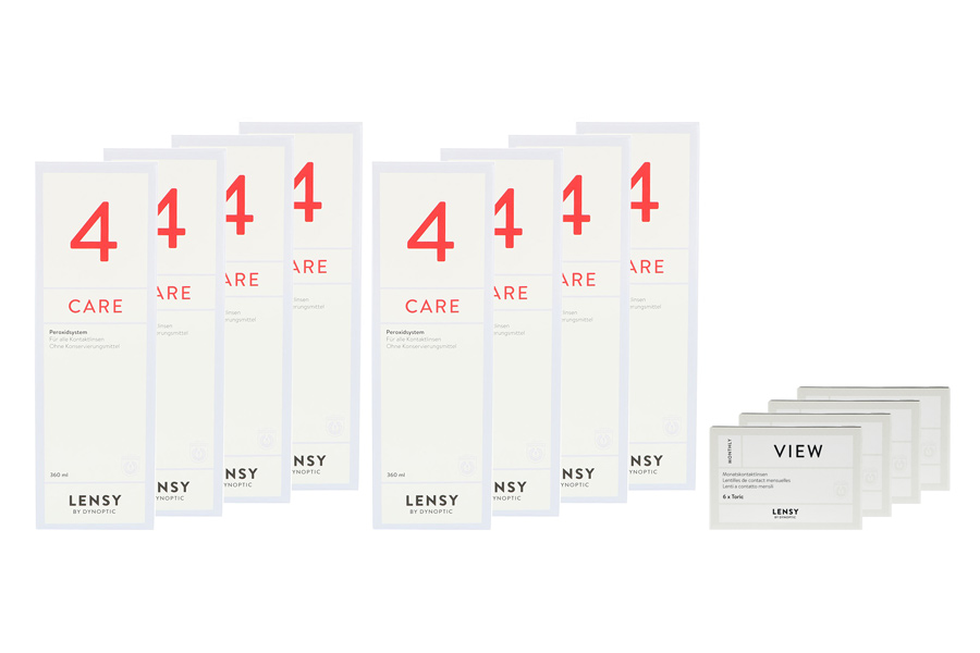 Lensy Monthly View Toric 4 x 6 Monatslinsen + Lensy Care 4 Jahres-Sparpaket