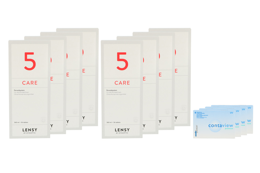 Contaview premium UV 4 x 6 Monatslinsen + Lensy Care 5 Jahres-Sparpaket
