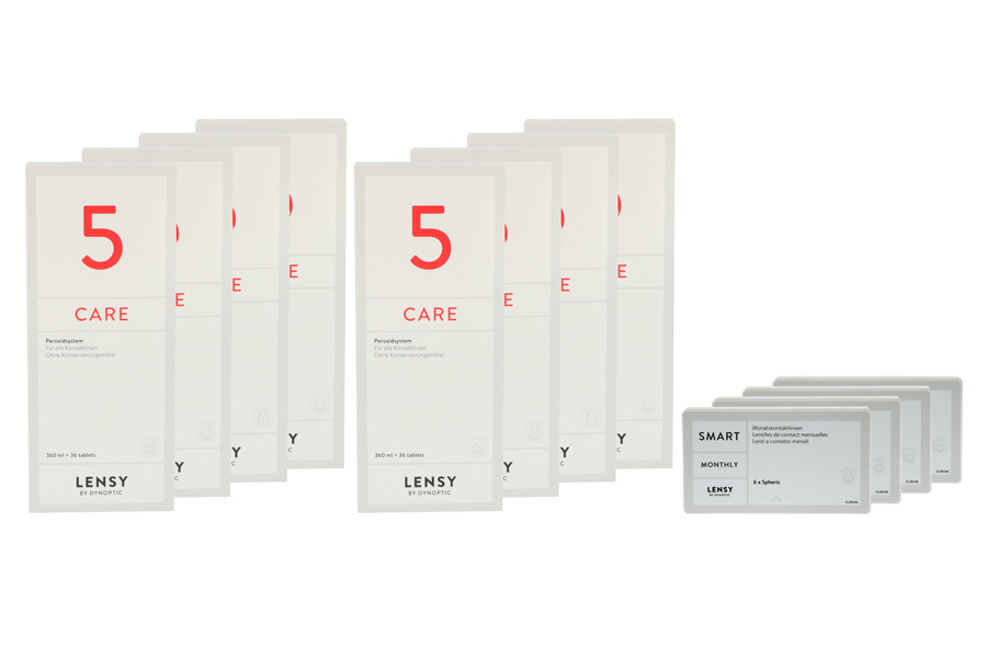 Lensy Monthly Smart Spheric 4 x 6 Monatslinsen + Lensy Care 5 Jahres-Sparpaket