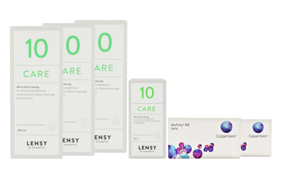 Biofinity toric XR 2 x 6 Monatslinsen + Lensy Care 10 Halbjahres-Sparpaket
