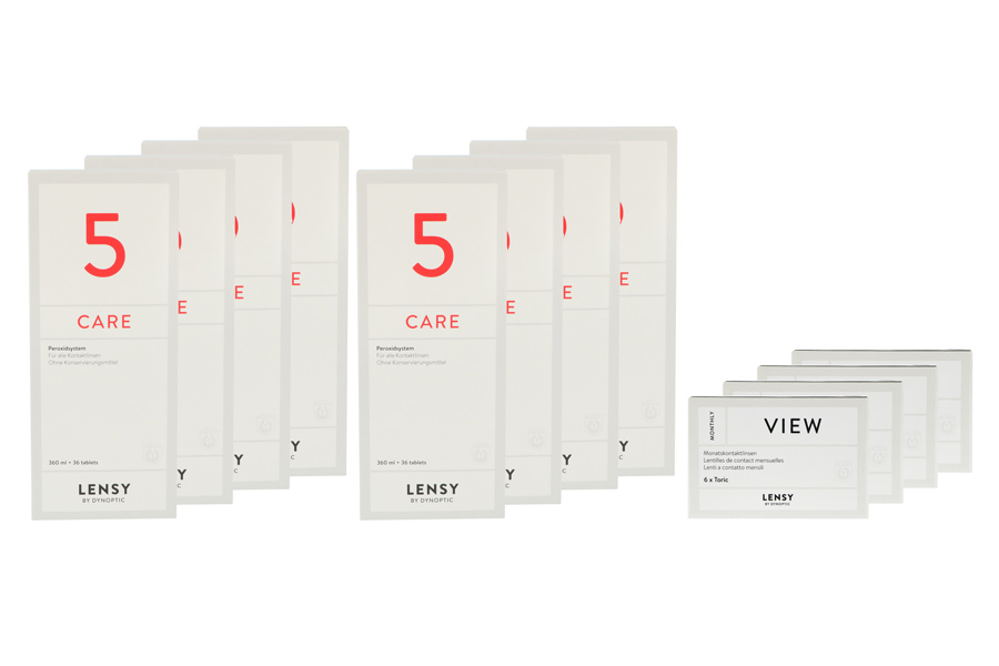 Lensy Monthly View Toric 4 x 6 Monatslinsen + Lensy Care 5 Jahres-Sparpaket