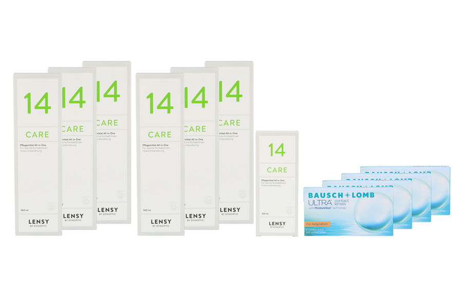 Ultra for Astigmatism 4 x 6 Monatslinsen + Lensy Care 14 Jahres-Sparpaket