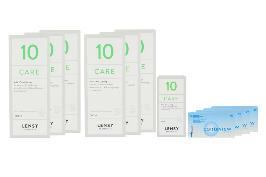Contaview aspheric UV 4 x 6 Monatslinsen + Lensy Care 10 Jahres-Sparpaket