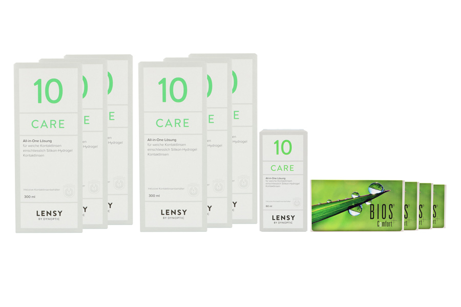 Bios Comfort 4 x 6 Monatslinsen + Lensy Care 10 Jahres-Sparpaket