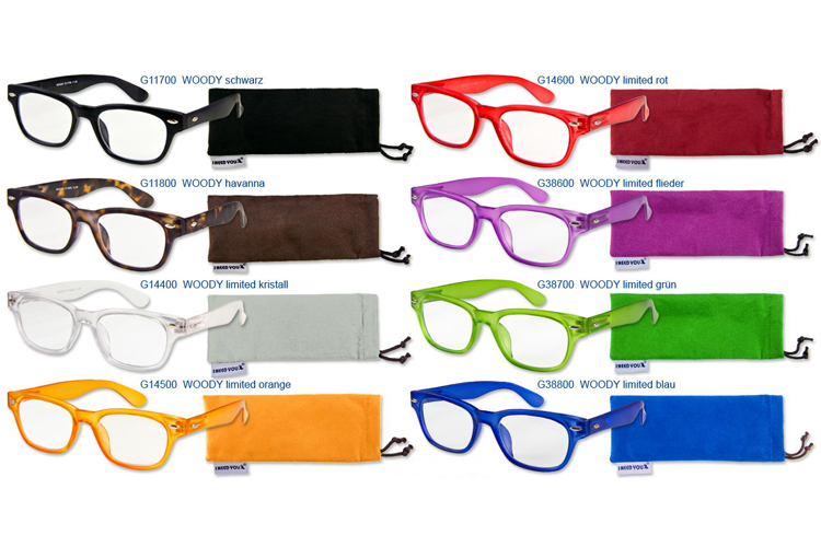 Brillenmarken 3 Stück Woody Lesebrille im Wayfarer-Style