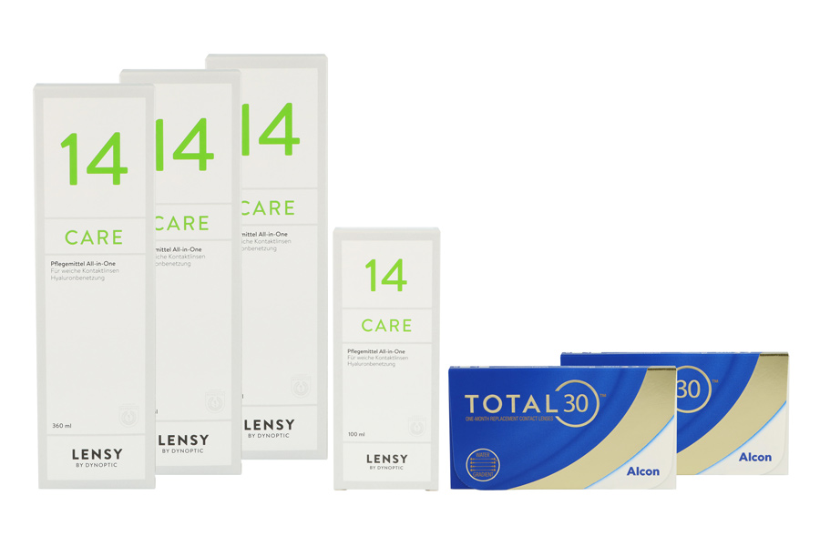 Sparpakete Kontaktlinsen mit Linsenmitteln Total 30 2 x 6 Stück Monatslinsen + Lensy Care 14 Halbjahres-Sparpaket
