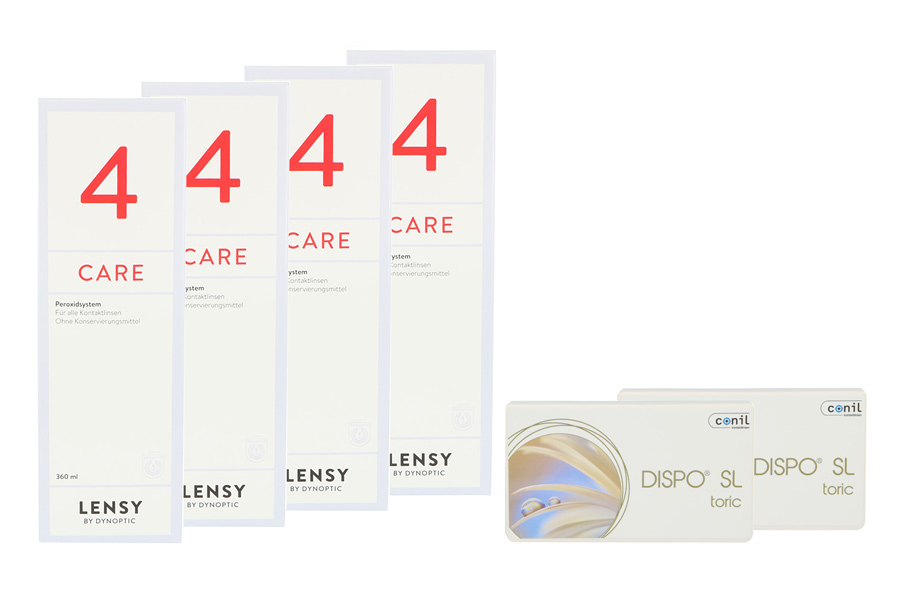 Sparpakete Kontaktlinsen mit Linsenmitteln Dispo SL Toric 2 x 6 Monatslinsen + Lensy Care 4 Halbjahres-Sparpaket
