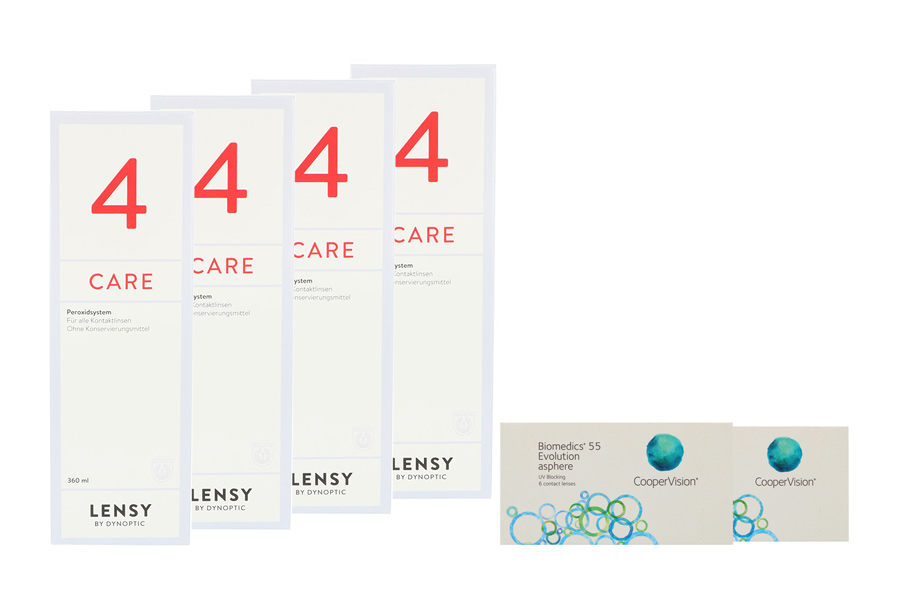 Sparpakete Kontaktlinsen mit Linsenmitteln Biomedics 55 2 x 6 Monatslinsen + Lensy Care 4 Halbjahres-Sparpaket