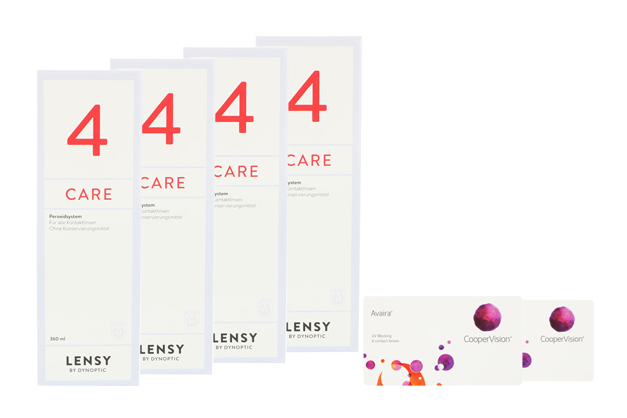 Sparpakete Kontaktlinsen mit Linsenmitteln Avaira Vitality 2 x 6 Monatslinsen + Lensy Care 4 Halbjahres-Sparpaket