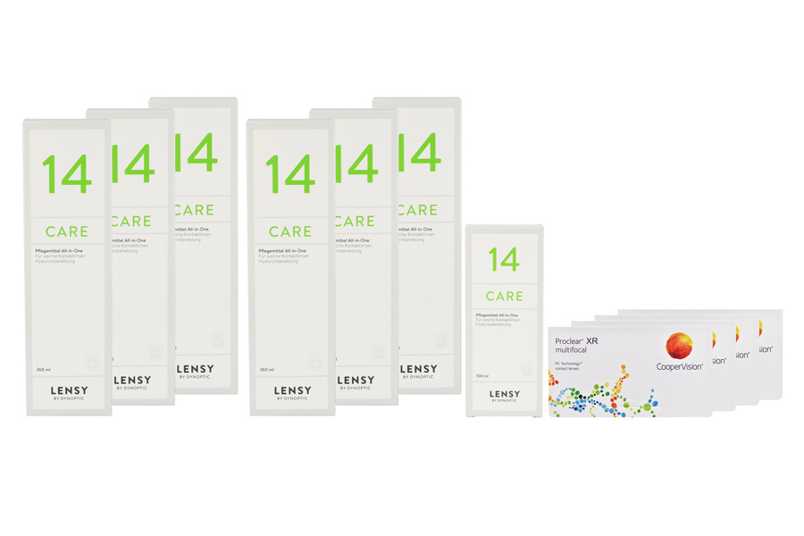Sparpakete Kontaktlinsen mit Linsenmitteln Proclear Multifocal XR 4 x 6 Monatslinsen + Lensy Care 14 Jahres-Sparpaket