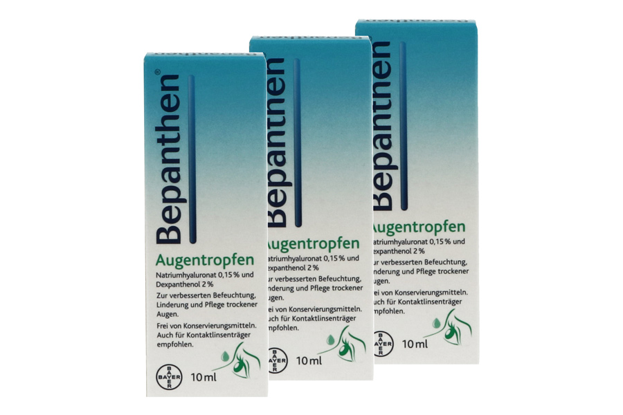 Augentropfen ohne Konservierungsmittel Bepanthen 3 x 10 ml Augentropfen