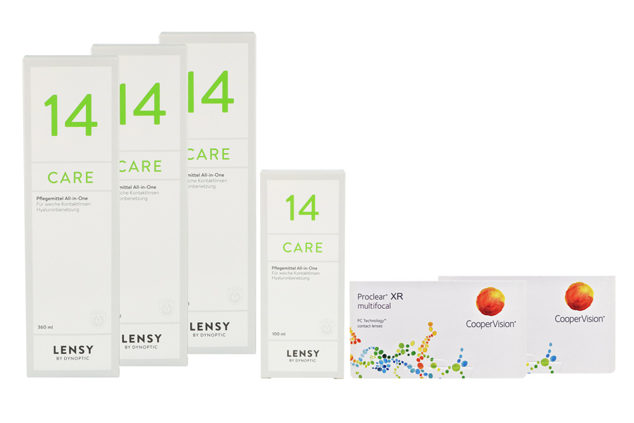 Sparpakete Kontaktlinsen mit Linsenmitteln Proclear Multifocal XR 2 x 6 Monatslinsen + Lensy Care 14 Halbjahres-Sparpaket