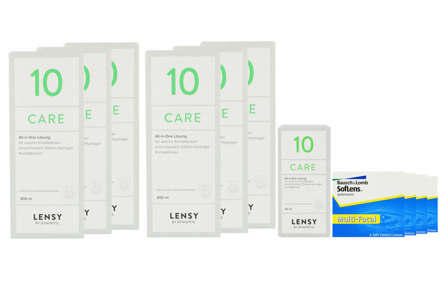 Sparpakete Kontaktlinsen mit Linsenmitteln SofLens Multi-Focal 4 x 6 Monatslinsen + Lensy Care 10 Jahres-Sparpaket