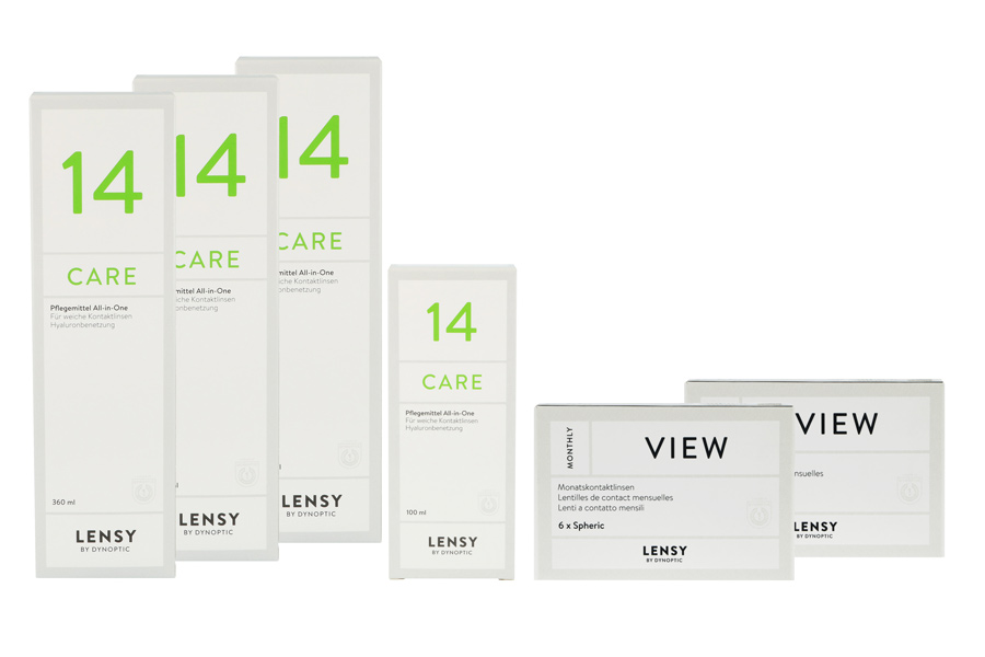 Sparpakete Kontaktlinsen mit Linsenmitteln Lensy Monthly View Spheric 2 x 6 Monatslinsen + Lensy Care 14 Halbjahres-Sparpaket