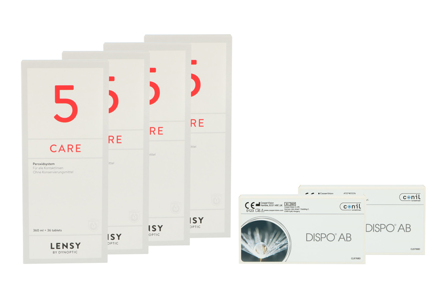 Sparpakete Kontaktlinsen mit Linsenmitteln Dispo AB 2 x 6 Monatslinsen + Lensy Care 5 Halbjahres-Sparpaket