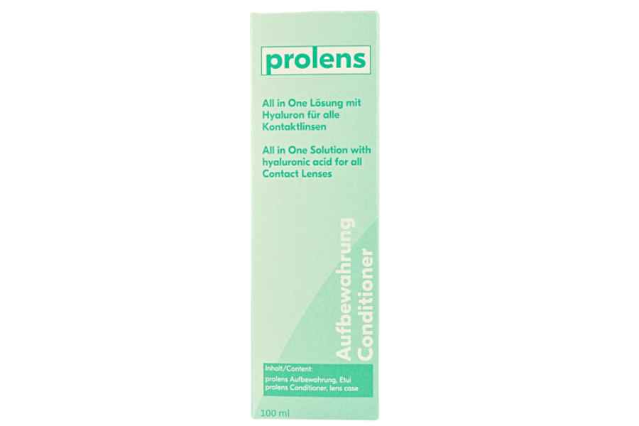 Pflegemittel Prolens Aufbewahrung All in One Lösung mit Hyaluron 100 ml - für alle Arten von Kontaktlinsen
