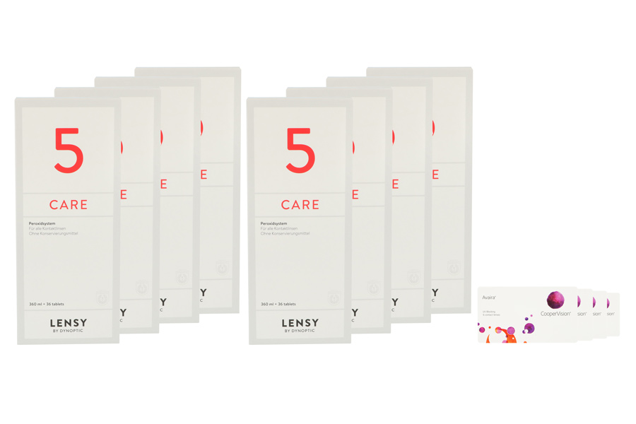 Sparpakete Kontaktlinsen mit Linsenmitteln Avaira Vitality 4 x 6 Monatslinsen + Lensy Care 5 Jahres-Sparpaket
