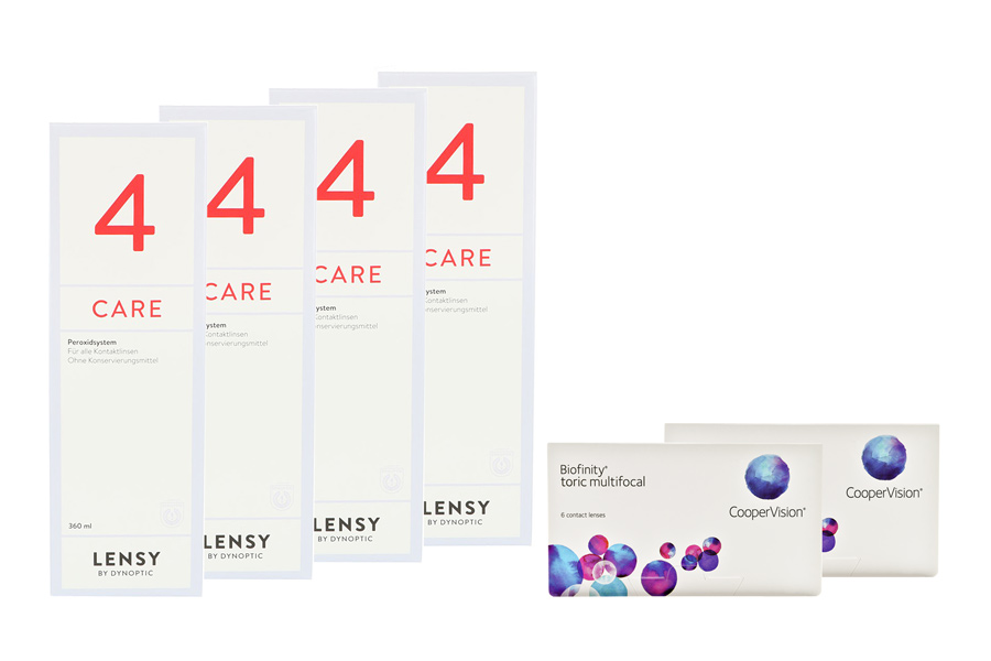 Sparpakete Kontaktlinsen mit Linsenmitteln Biofinity toric multifocal 2 x 6 Monatslinsen + Lensy Care 4 Halbjahres-Sparpaket
